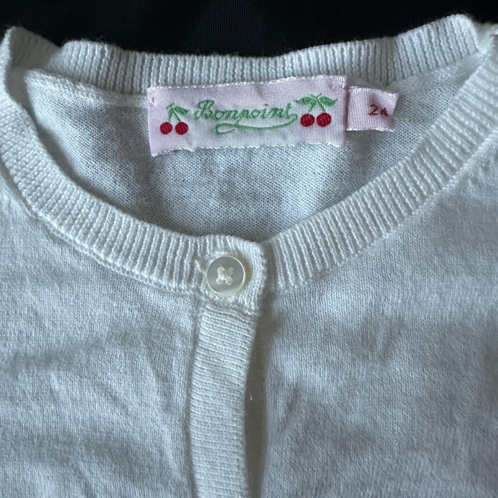 Bonpoint White Cotton Cardigan Size 2T - Picture 3 of 9